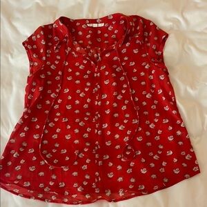 Fun 2 Fun Red Tie Front Blouse